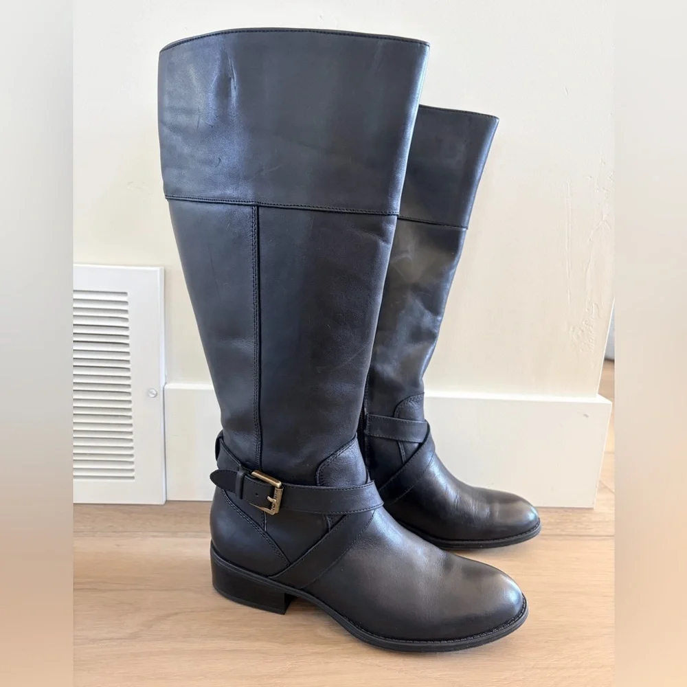 Lauren Ralph Lauren Maryann Black Leather Riding Boots